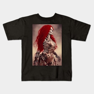 Skeleton Red Hair Fantasy Kids T-Shirt